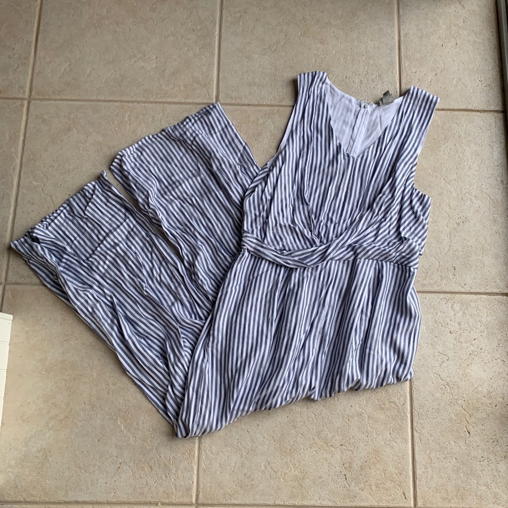 Blue and white romper